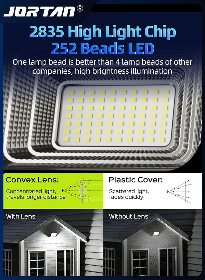 JORTAN 300W Solar Lights & 6V 25W Photovoltaic Panels Outdoor 400 Lamp Beads Solar Powered Flood Lights with Remote Dusk to Dawn Led Solar Security Wall Lights with IP65 Waterproof for Outside Use - Image 2