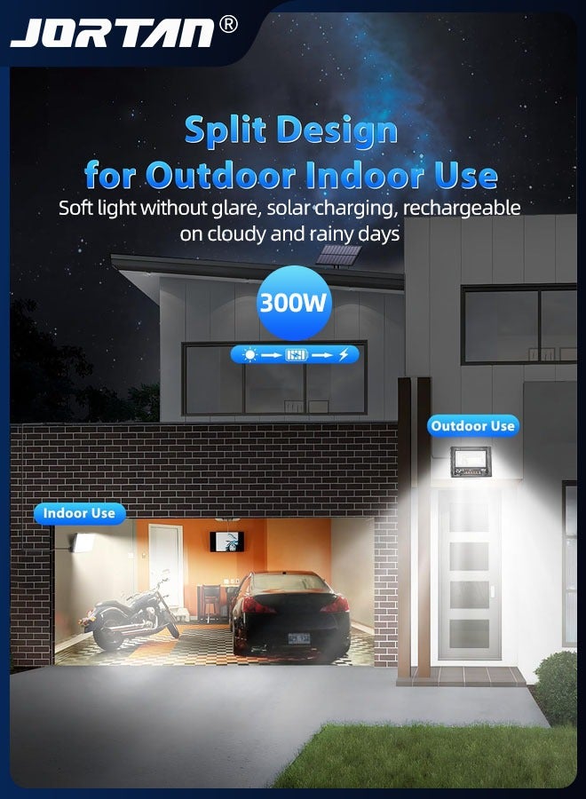 JORTAN 300W Solar Lights & 6V 25W Photovoltaic Panels Outdoor 400 Lamp Beads Solar Powered Flood Lights with Remote Dusk to Dawn Led Solar Security Wall Lights with IP65 Waterproof for Outside Use - Image 5