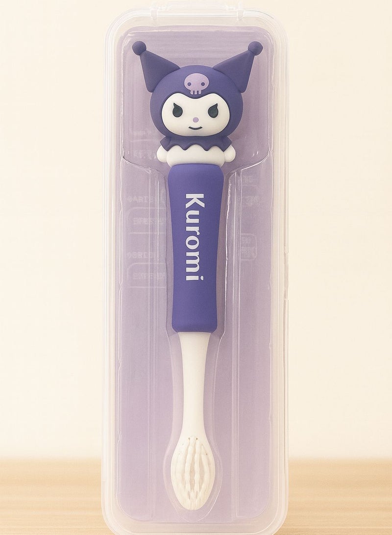 Kuromi Toothbrush with Cute Cartoon Design | Comfortable Silicone Handle | Soft Bristles for Gum Protection | Comes with Storage Case