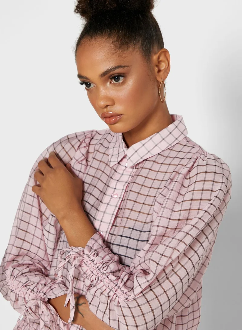 TOPSHOP Sheer Checked Shirt Dress