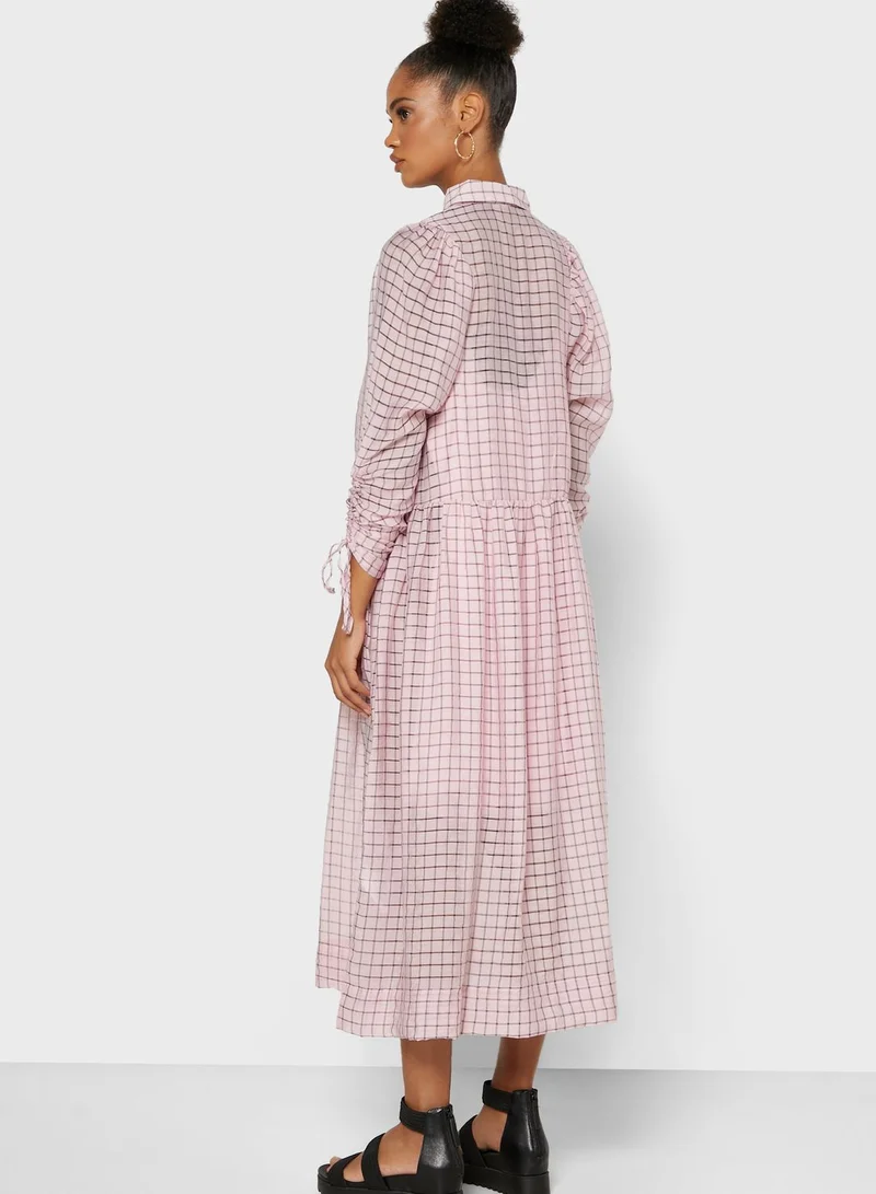 TOPSHOP Sheer Checked Shirt Dress