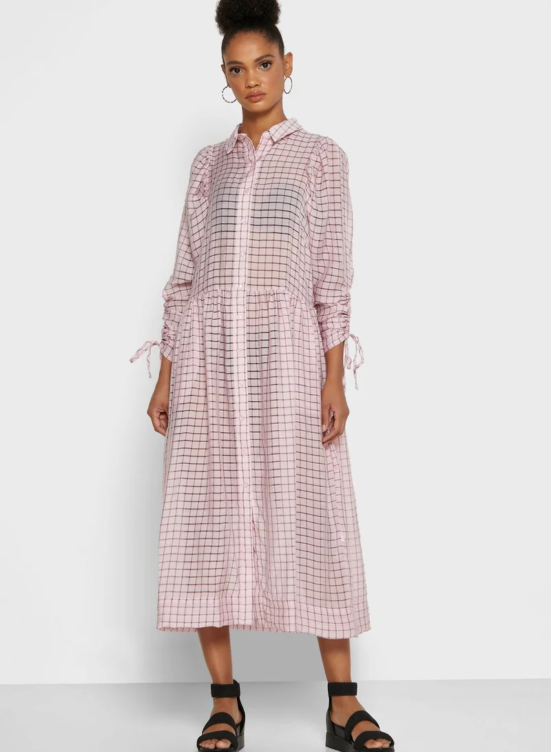 TOPSHOP Sheer Checked Shirt Dress