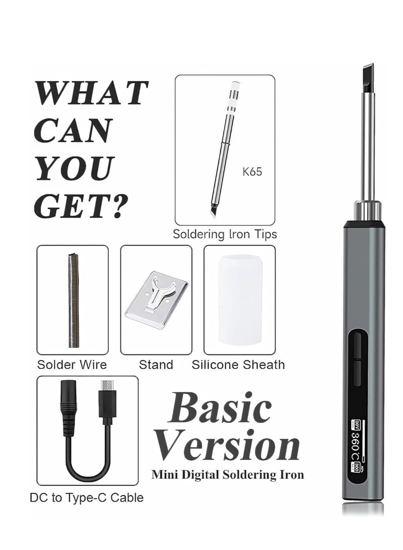 Soldering Iron Kit - Temperature Adjustable Electric Solder Iron Gun Welding Set, Portable Soldering Iron, Fast Heating, Digital OLED Screen Display, Auto Sleep (2 types of replacement welding tips) - Image 2
