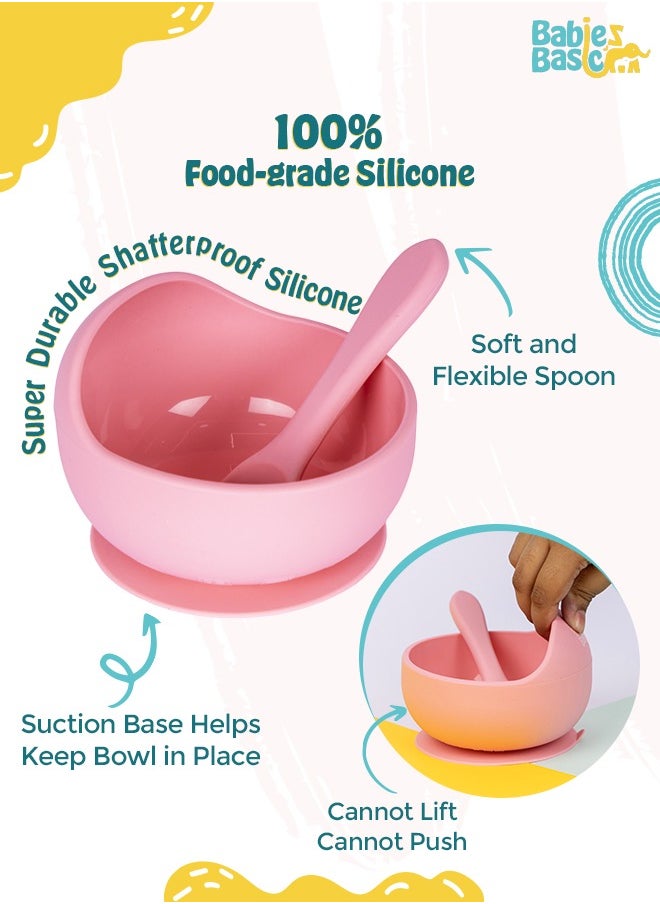 Babies Basic 2 Piece Baby Feeding Set With Silicone Suction Bowl And Silicone Spoon  - Image 2