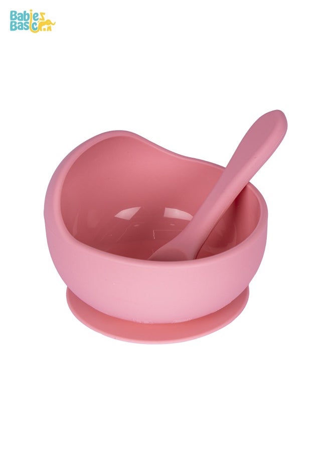 Babies Basic 2 Piece Baby Feeding Set With Silicone Suction Bowl And Silicone Spoon  - Image 1