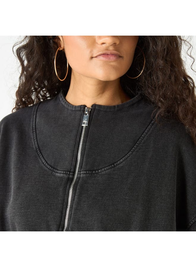 Lee Cooper Lee Cooper Solid Sweatshirt with Zip Closure and Long Sleeves  - Image 4