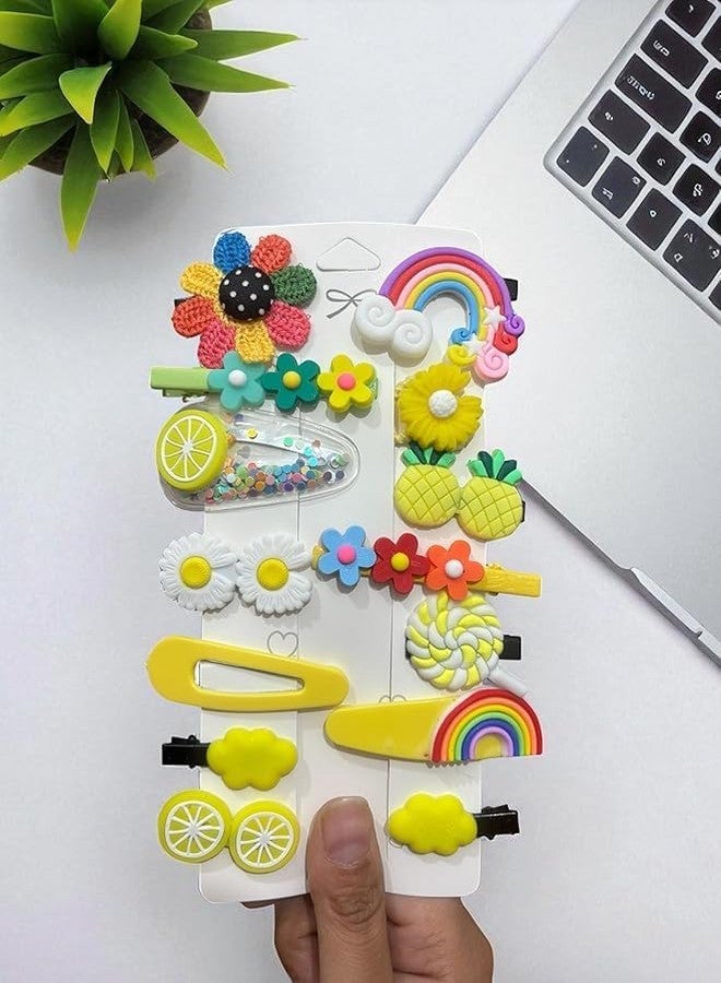 hemzex 14pcs set cartoon rainbow hair clips handmade for girls kids hair accessories Cute Fruit Cartoon Animal Hair Pin For Kids Hair Clip gift for Baby Girls Girls pen - Image 5