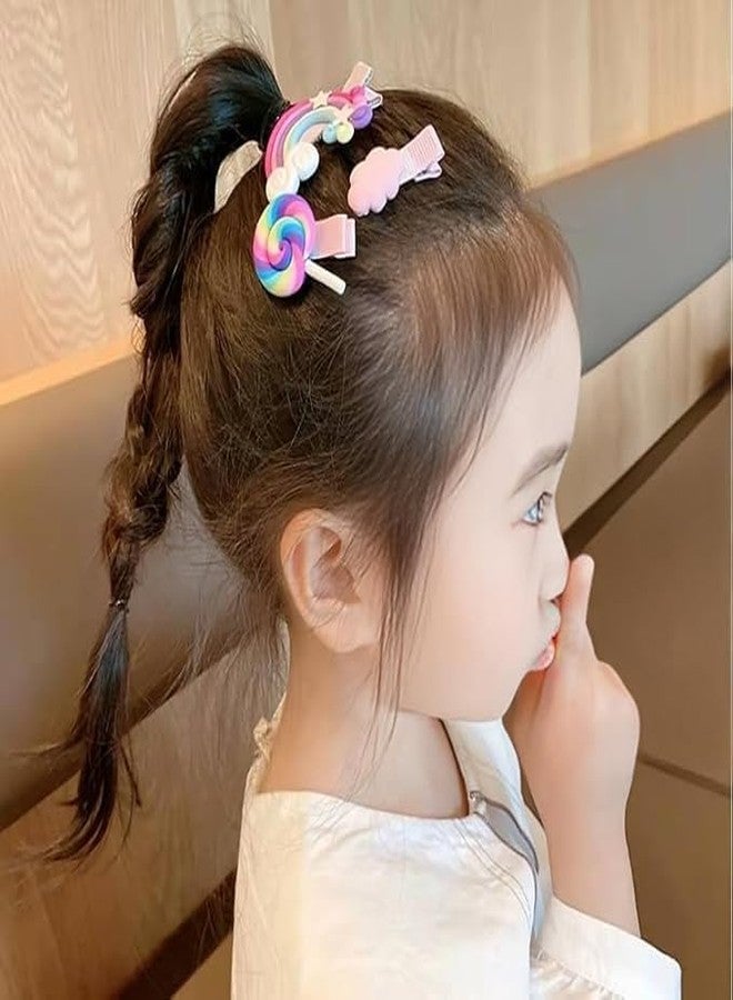 hemzex 14pcs set cartoon rainbow hair clips handmade for girls kids hair accessories Cute Fruit Cartoon Animal Hair Pin For Kids Hair Clip gift for Baby Girls Girls pen - Image 4