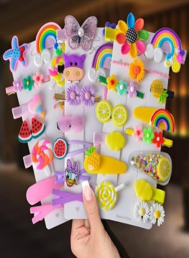hemzex 14pcs set cartoon rainbow hair clips handmade for girls kids hair accessories Cute Fruit Cartoon Animal Hair Pin For Kids Hair Clip gift for Baby Girls Girls pen - Image 1