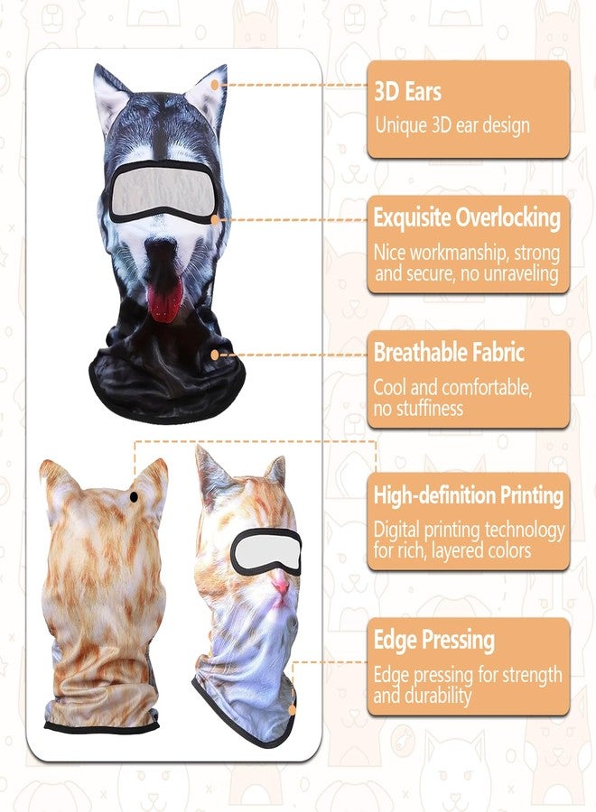 Charunee 3Pcs Cat Ski Mask,3D Cat Shiesty Face Balaclava with Ears,Funny Ski Mask,Windproof & Breathable for Skiing,Cycling,Music Festivals,Halloween Parties Yellow - Image 4