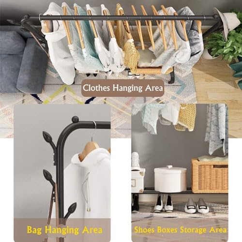 KRISHYAM Heavy-Duty Garment Rack with Bottom Shelf | Single Rod Black Metal Clothes Stand | Freestanding Clothes Rail Organizer for Bedroom, Laundry & Retail Display (40 x 110 x 150 cm) - Image 4