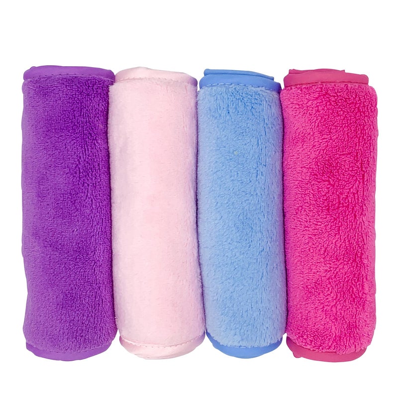 4 Pack Reusable Flannel Microfiber Makeup Remover Eraser Washcloths Face Facial Erase Cleansing Clean Cloth Towel Chemical Free Remove Makeup Instantly with Just Water Suitable for All Skin Types