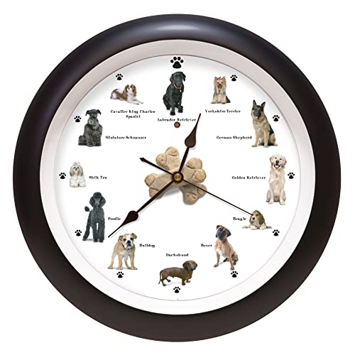 Mark Feldstein & Associates Barking Dog Sounds Wall Clock, 13 Inch, Black, 12 Popular Breeds - Image 5