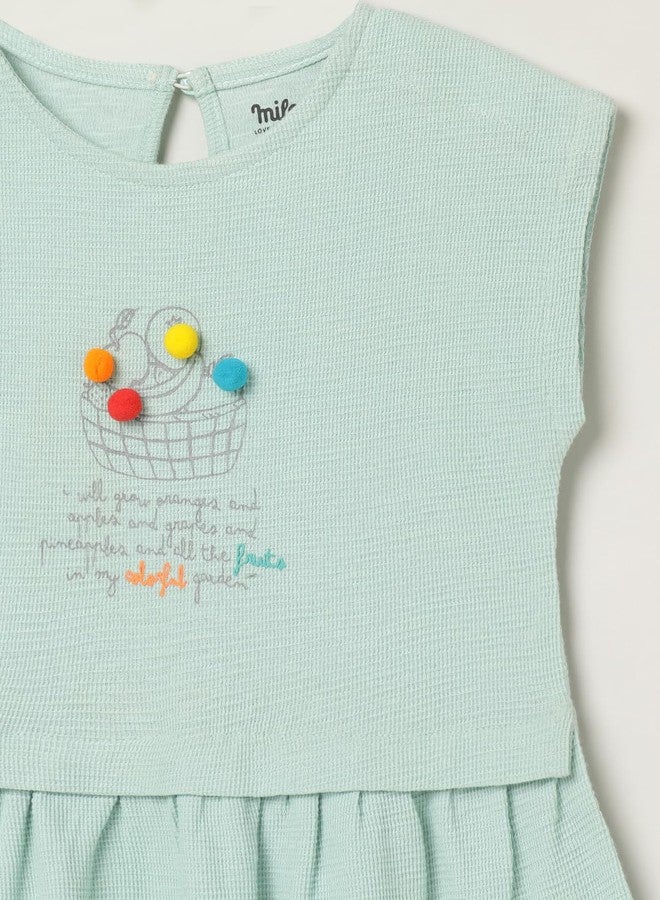 ميلو فستان ميلو قطني سادة بتصميم ذاتي - أخضر فاتح - Image 3