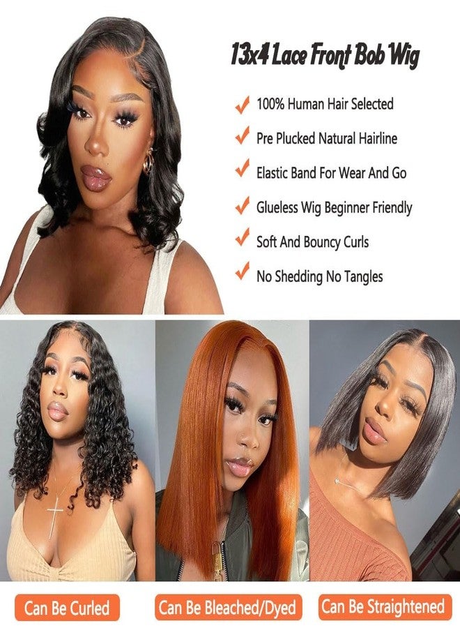 Jolanly 13X4 Lace Front Wigs Human Hair Short Bob Wig Human Hair Wavy Body Wave Lace Front Wigs Human Hair 8 Inch - Image 5