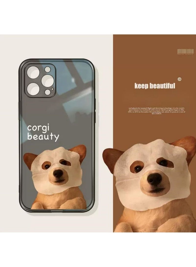 Color Fans Corgi with Facial Mask iPhone 14 Pro Max Anti-Explosion Ultra Thin Shockproof Protective Case Cover - Image 2