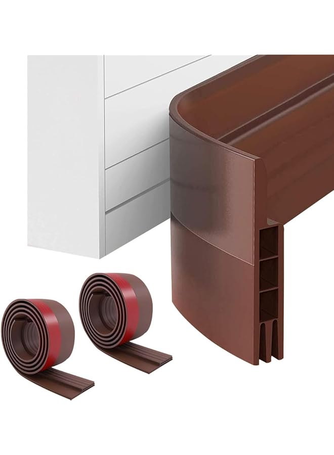 The Bros 2pcs Door Draft Stopper, Under Door Seal, Door Bottom Seal Dust and Noise Insulation Weather Stripping Draft Guard Insulator, Strong Adhesive, 4.5cm W x 100cm L Each, Brown - Image 1