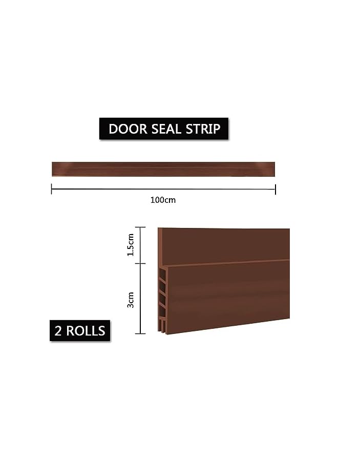 The Bros 2pcs Door Draft Stopper, Under Door Seal, Door Bottom Seal Dust and Noise Insulation Weather Stripping Draft Guard Insulator, Strong Adhesive, 4.5cm W x 100cm L Each, Brown - Image 4