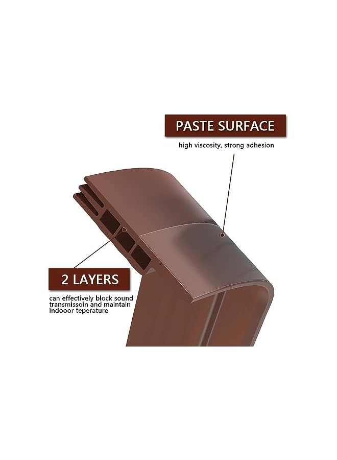 The Bros 2pcs Door Draft Stopper, Under Door Seal, Door Bottom Seal Dust and Noise Insulation Weather Stripping Draft Guard Insulator, Strong Adhesive, 4.5cm W x 100cm L Each, Brown - Image 2