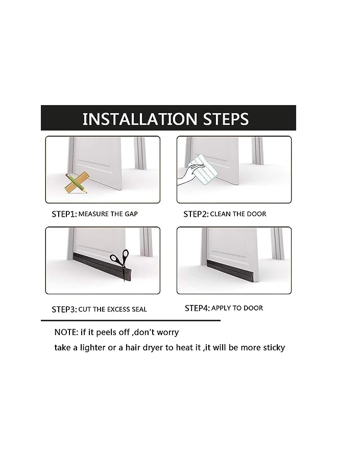 The Bros 2pcs Door Draft Stopper, Under Door Seal, Door Bottom Seal Dust and Noise Insulation Weather Stripping Draft Guard Insulator, Strong Adhesive, 4.5cm W x 100cm L Each, Brown - Image 5