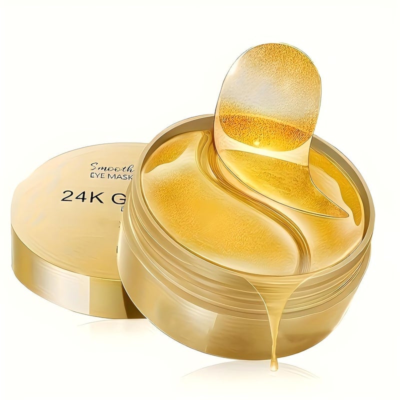 24k Gold Under Eye Patches for Dark Circles Eye Cooling Gel Pads Hydrogel Eye Patch Mask with Collagen for Relaxing Eyes Reducing Puffiness Wrinkles Pack of 60 - Image 1