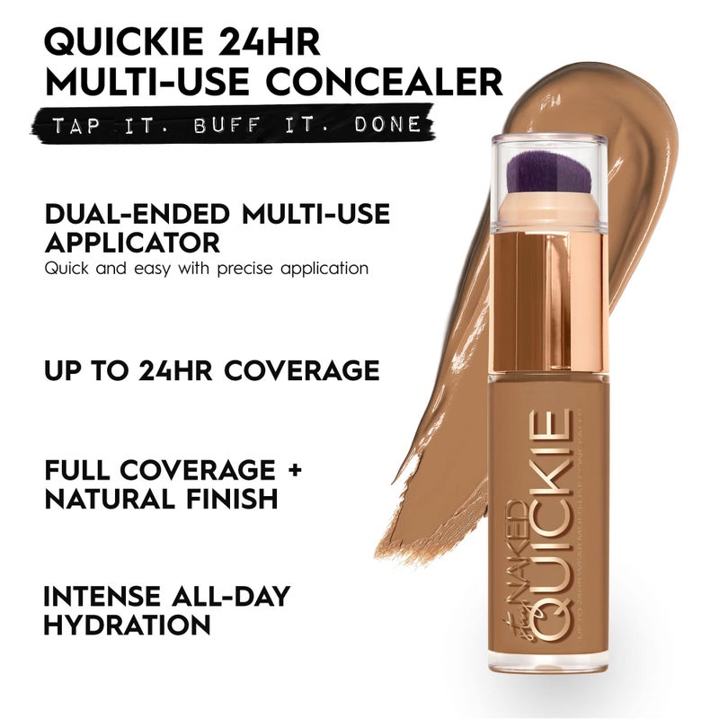 Urban Decay Quickie 24HR Full Coverage Waterproof Concealer (50NN - Tan Neutral), Natural Matte Finish, Hydrating Vitamin E, Dual-ended Buffing Brush & Multi-use Applicator - 0.5 fl oz - Image 2