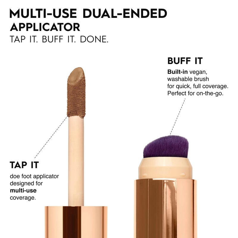 Urban Decay Quickie 24HR Full Coverage Waterproof Concealer (50NN - Tan Neutral), Natural Matte Finish, Hydrating Vitamin E, Dual-ended Buffing Brush & Multi-use Applicator - 0.5 fl oz - Image 3