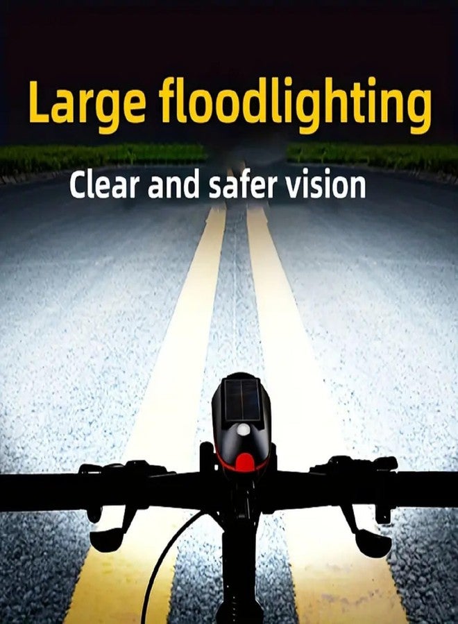Paghadi Bike Lights with Horn, Bike Lights for Night Riding, USB Rechargeable & Solar Bike Headlight with 3 Lighting Modes, IPX4 Waterproof Bicycle Light for Road Bike, Mountain Bike - Image 5