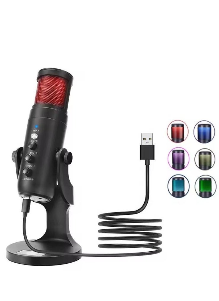 Jmary JMARY MC-PW9 USB Cable Microphone Voice Recording Tool RGB Light  - Image 1