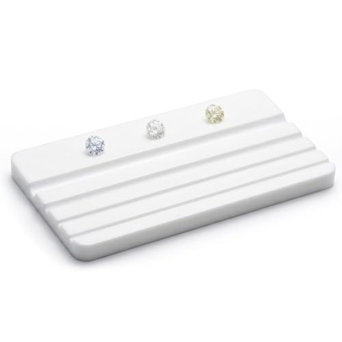 SHINEOFI Gem Display Tray Diamond Grading Board Diamond Color Comparison Slot Jewelry Grading Plate for Collectibles Bead Storage White, S - Image 1