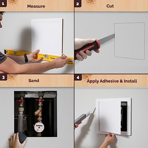 Morvat Access Panel 12x12 Inch for Drywall & Ceiling with Door, Heavy-Duty Durable ABS Plastic & Easy Install Access Box, Wall Hole Cover Plate for Plumbing & Electrical Cables & Wiring, White, 4 Pack - Image 3