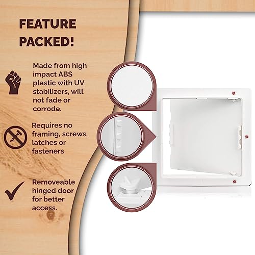 Morvat Access Panel 12x12 Inch for Drywall & Ceiling with Door, Heavy-Duty Durable ABS Plastic & Easy Install Access Box, Wall Hole Cover Plate for Plumbing & Electrical Cables & Wiring, White, 4 Pack - Image 4
