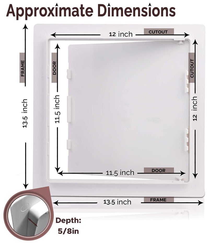 Morvat Access Panel 12x12 Inch for Drywall & Ceiling with Door, Heavy-Duty Durable ABS Plastic & Easy Install Access Box, Wall Hole Cover Plate for Plumbing & Electrical Cables & Wiring, White, 4 Pack - Image 2