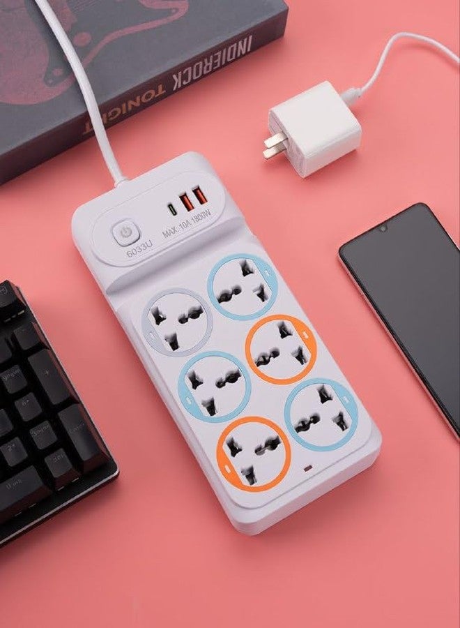 بونسين كتشين لوحة توزيع كهربائية متعددة المنافذ من Bonsenkitchen مزودة بمنافذ USB | 6 مقابس عالمية و3 منافذ USB (1 QC، 2 ذكي)، واقي من زيادة التيار مع مفتاح رئيسي | شريط طاقة شديد التحمل للمنزل والمكتب والكمبيوتر والتلفزيون (9 في 1) - Image 2