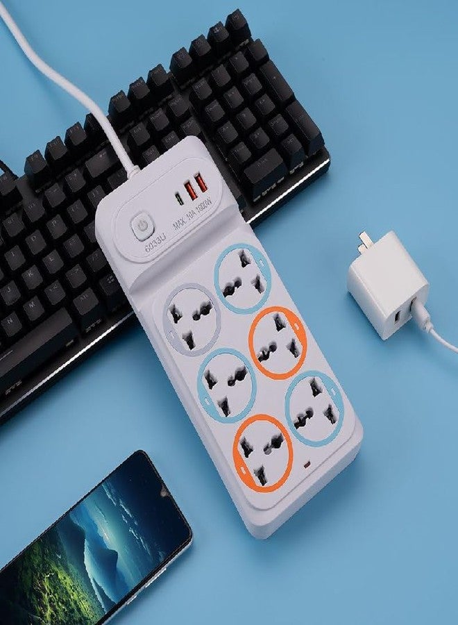 بونسين كتشين لوحة توزيع كهربائية متعددة المنافذ من Bonsenkitchen مزودة بمنافذ USB | 6 مقابس عالمية و3 منافذ USB (1 QC، 2 ذكي)، واقي من زيادة التيار مع مفتاح رئيسي | شريط طاقة شديد التحمل للمنزل والمكتب والكمبيوتر والتلفزيون (9 في 1) - Image 4