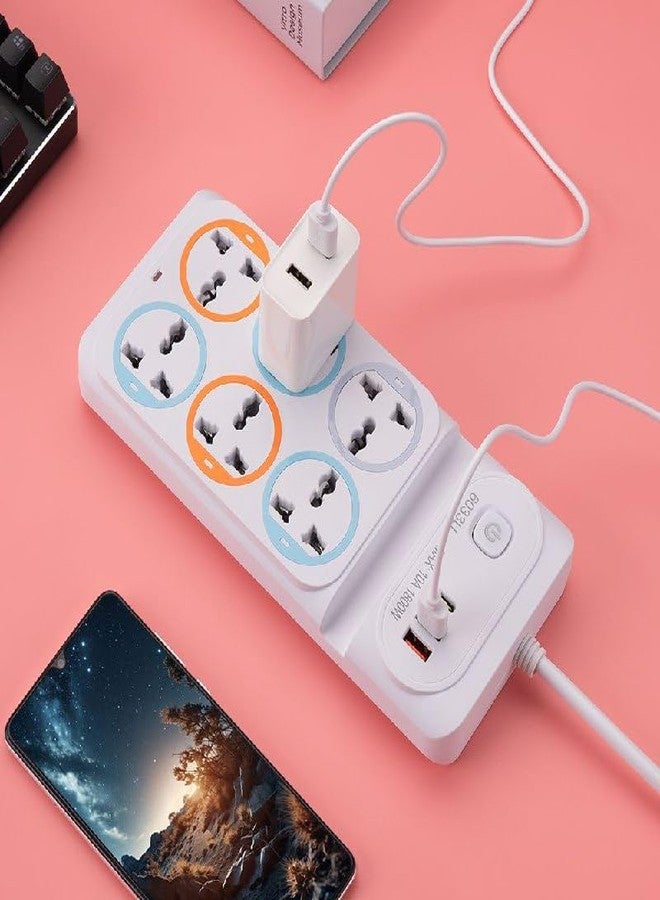 بونسين كتشين لوحة توزيع كهربائية متعددة المنافذ من Bonsenkitchen مزودة بمنافذ USB | 6 مقابس عالمية و3 منافذ USB (1 QC، 2 ذكي)، واقي من زيادة التيار مع مفتاح رئيسي | شريط طاقة شديد التحمل للمنزل والمكتب والكمبيوتر والتلفزيون (9 في 1) - Image 5