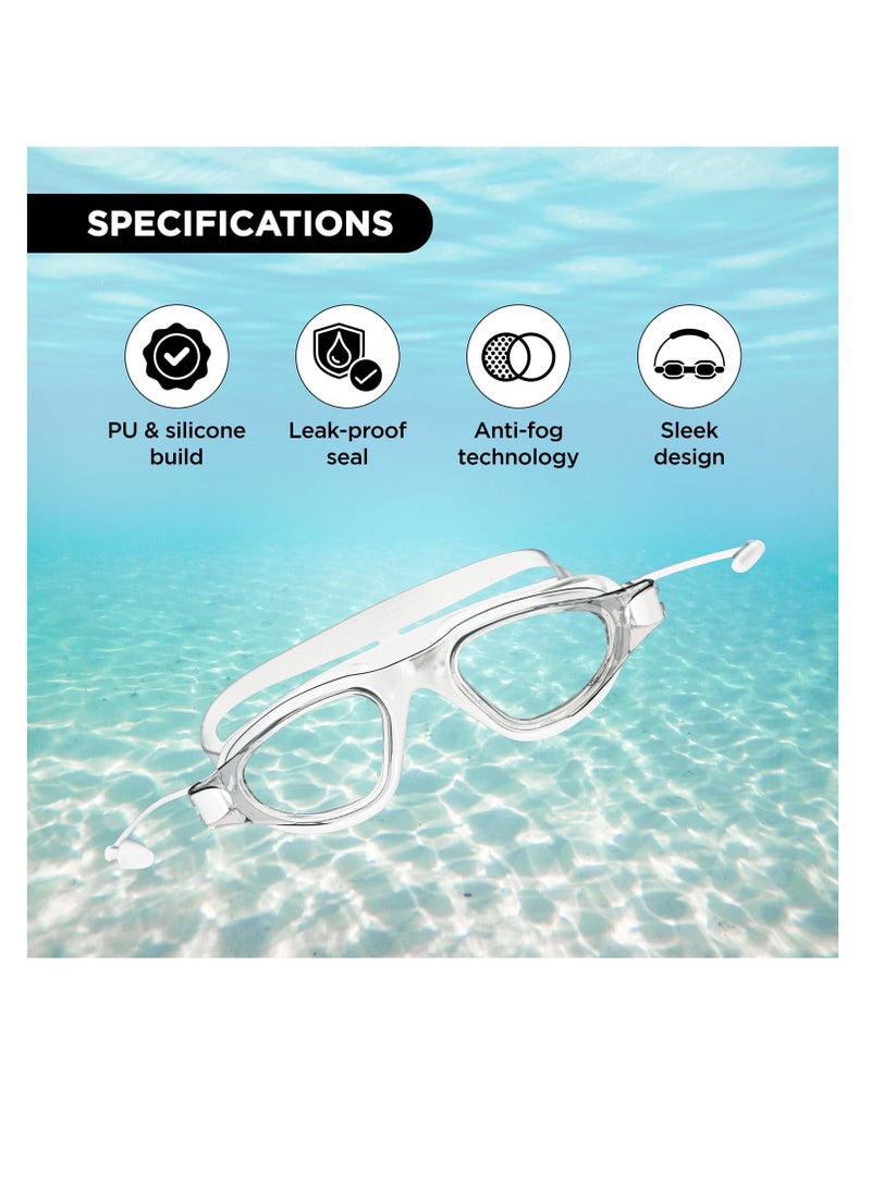 بلا نهاية نظارة سباحة أنيقة EL1002 مع حماية ضد الضباب والأشعة فوق البنفسجية | المادة : سيليكون، بلاستيك | مع حزام قابل للتعديل وبراعم الأذن | حشية سيليكون ناعمة لمنع التسرب | مع الحالة الصلبة - Image 3