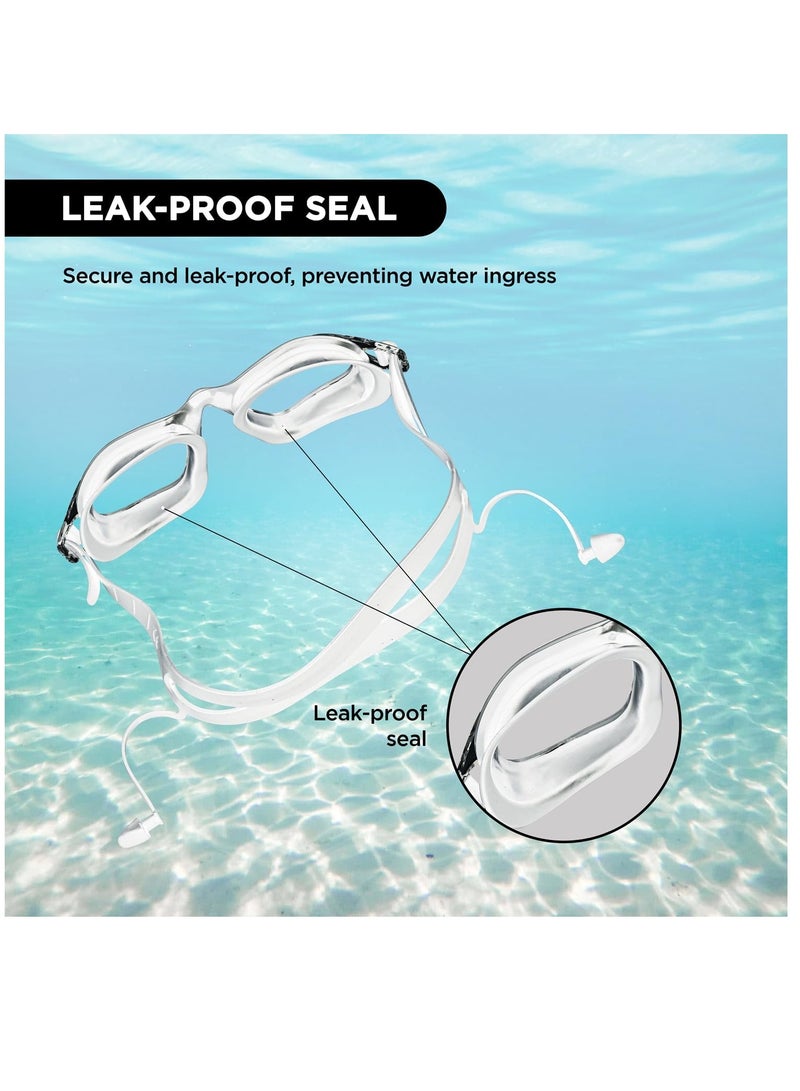 بلا نهاية نظارة سباحة أنيقة EL1002 مع حماية ضد الضباب والأشعة فوق البنفسجية | المادة : سيليكون، بلاستيك | مع حزام قابل للتعديل وبراعم الأذن | حشية سيليكون ناعمة لمنع التسرب | مع الحالة الصلبة - Image 2