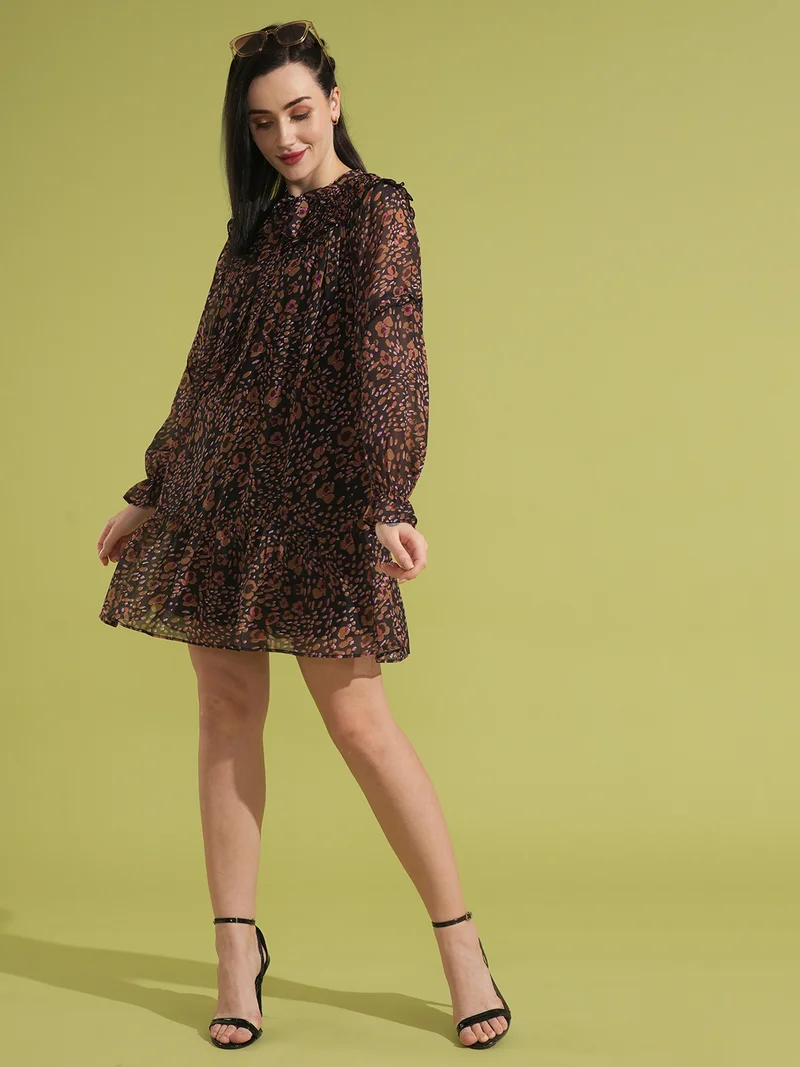 globus Women Animal Printed A-Line Mini Dress