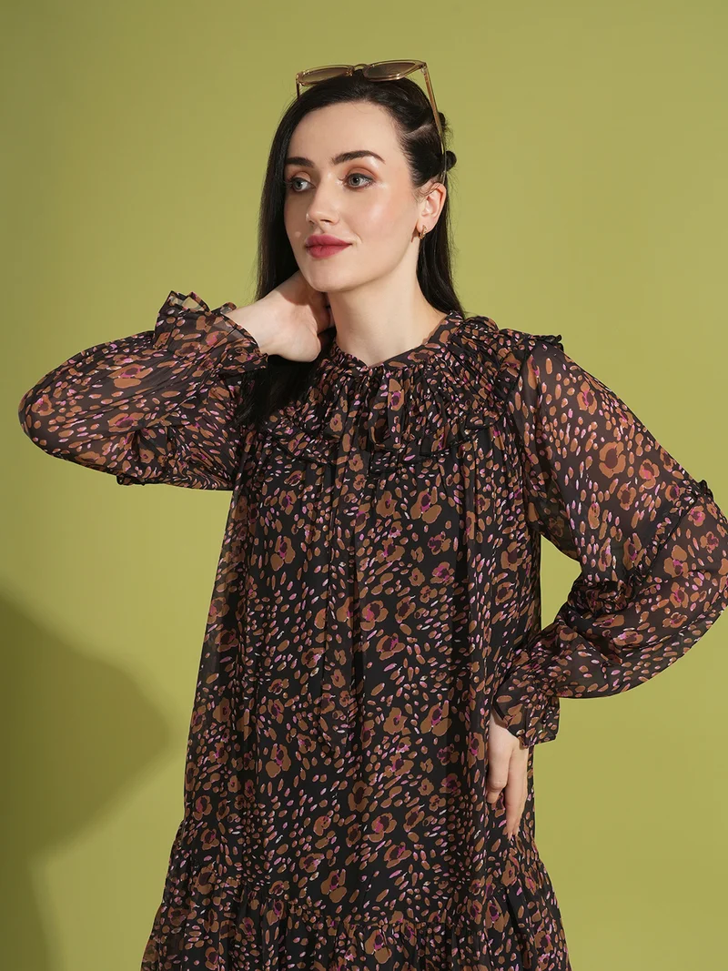 globus Women Animal Printed A-Line Mini Dress