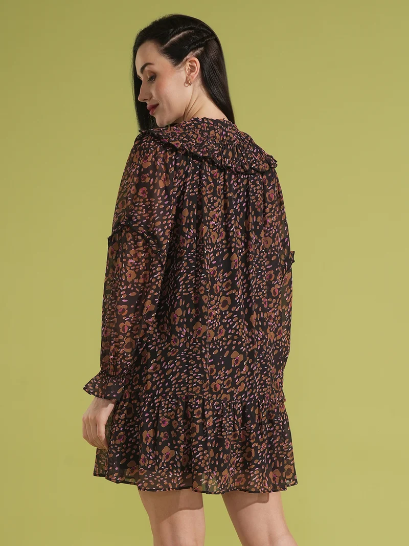 globus Women Animal Printed A-Line Mini Dress