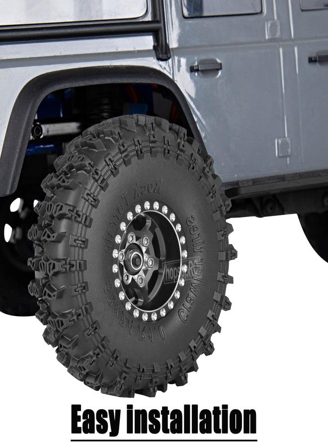 hopsupRC RC 1.0in Beadlock RC Truck Tires Wheels Tires for 1/18 1/24 Trx4m SCX24 RC Crawler.Aluminum 1.0in Beadlock Wheel Rim&1.0in Tires Tyres.Black(4PCS) - Image 3