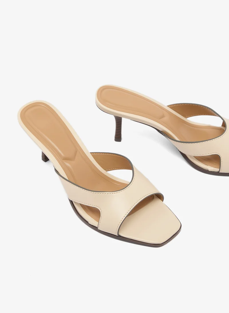 Truffle Cream pu Mid Heel Sandals Strap Wrap Detail for Women | Best Price UAE