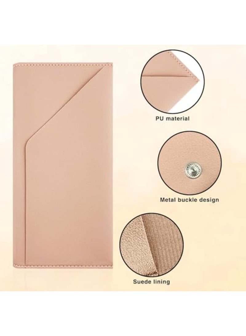 Barakah Passport Holder & Long Leather Hanging Luggage Tags Set, Travel Wallet for Identification, Credit Cards & Tickets, Durable Leather Case for Organizing Travel Essentials (2 Pcs,Pink and Black) - Image 2