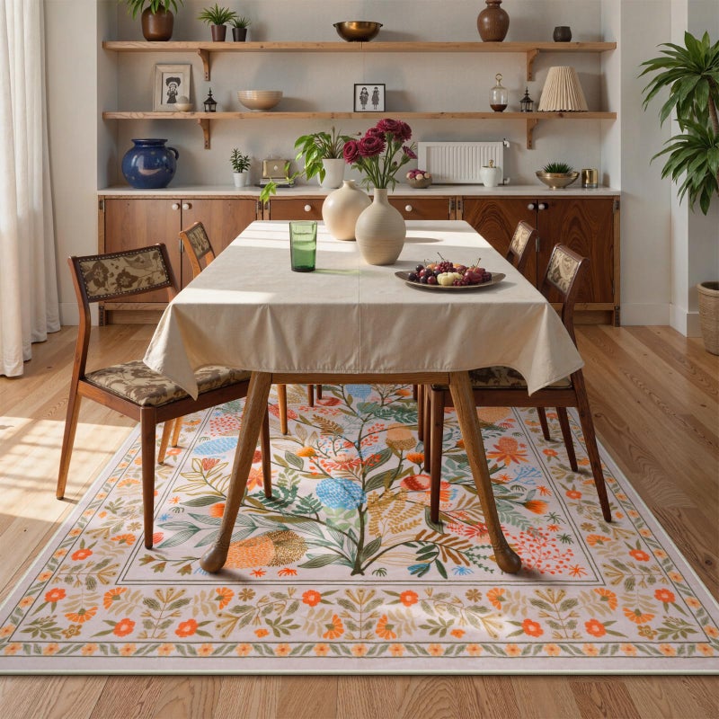 Anidaroel Colorful Botanical Area Rugs 5x7, Machine Washable Rugs for Living Room Non Slip Soft Rug for Bedroom Aesthetic, Nursery Dorm Rug for Kids Room Indoor Floor Carpet for Dining Room - Image 4