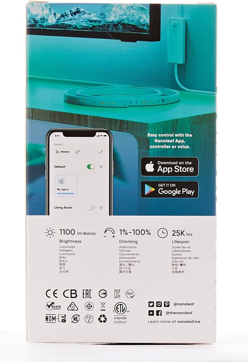 Nanoleaf شريط إضاءة قابل للتقطيع LED ملون RGBCW 16M ذكي بتقنية Bluetooth وThread وWiFi من Nanoleaf، حزمة تمديد 1M عدد 4 - Image 3