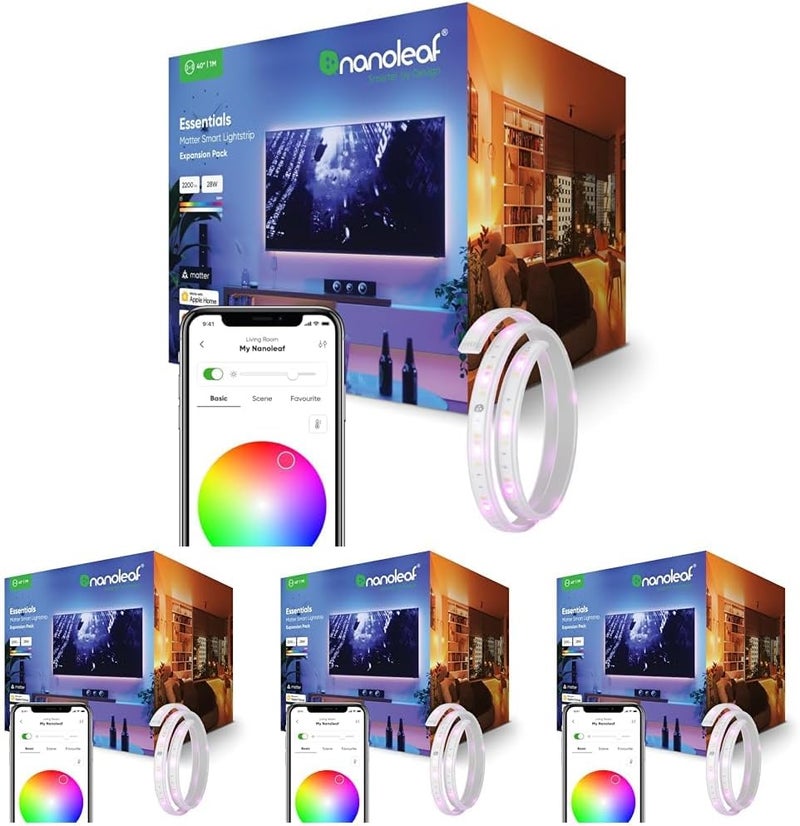 Nanoleaf شريط إضاءة قابل للتقطيع LED ملون RGBCW 16M ذكي بتقنية Bluetooth وThread وWiFi من Nanoleaf، حزمة تمديد 1M عدد 4 - Image 1