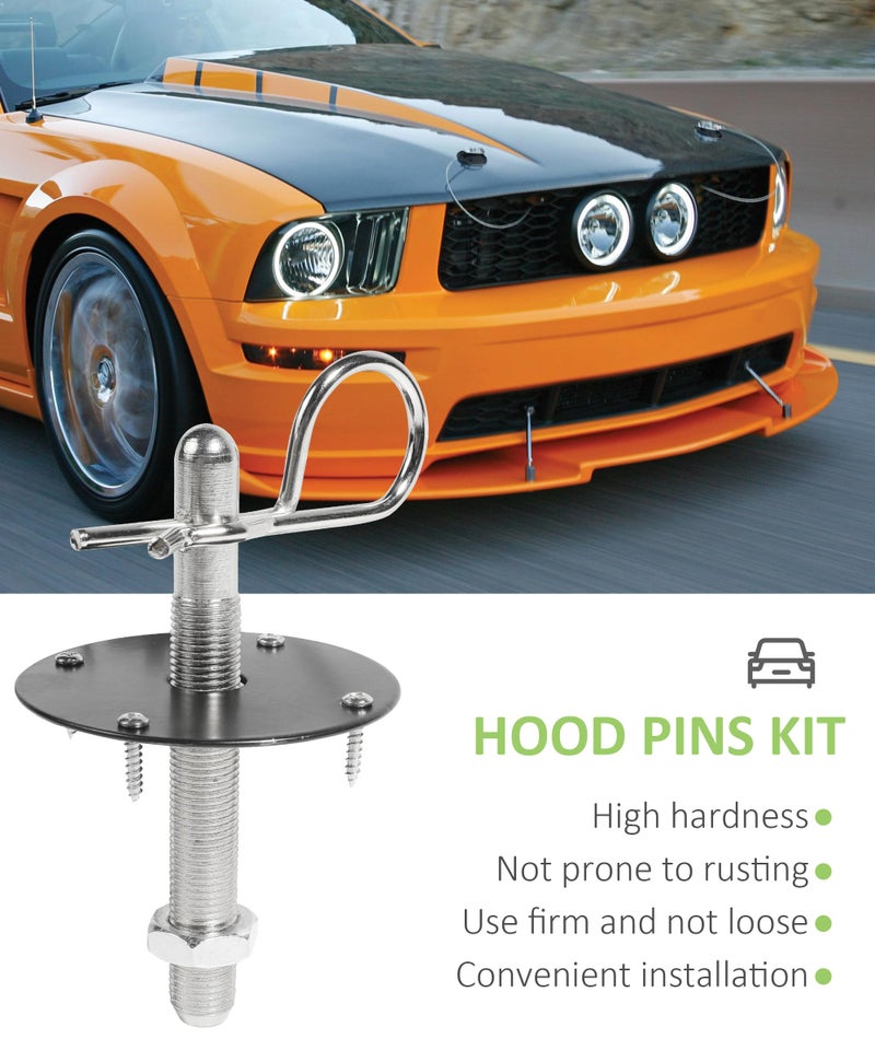 RACOONA Hood Pins,Hood Pin Kit,Hood Lock Hood Pins Kit for Car,Car Accessories Stainless Steel Engine Hood Pin Plate Bonnet Lock Clip Kit,Car Modified Accessory Hood Lock,Fits Most Car Truck SUV - Image 4
