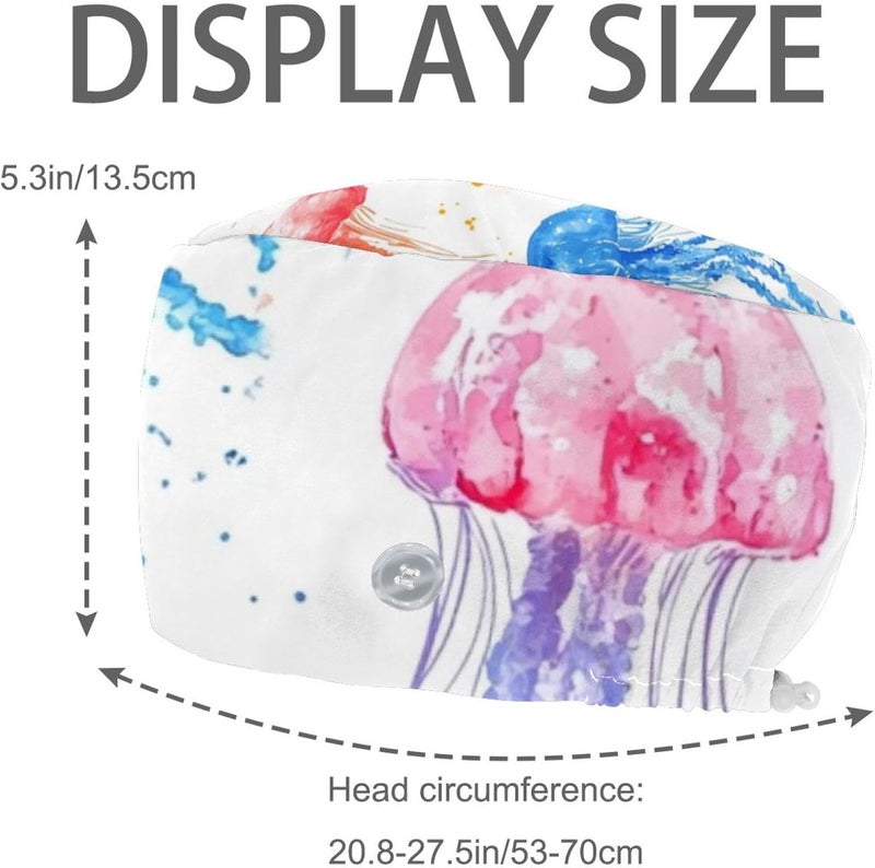 Adjustable 4 Packs Marlin Scrub Cap, Working Hat Hair Cover with Ponytail Pouch - Image 2