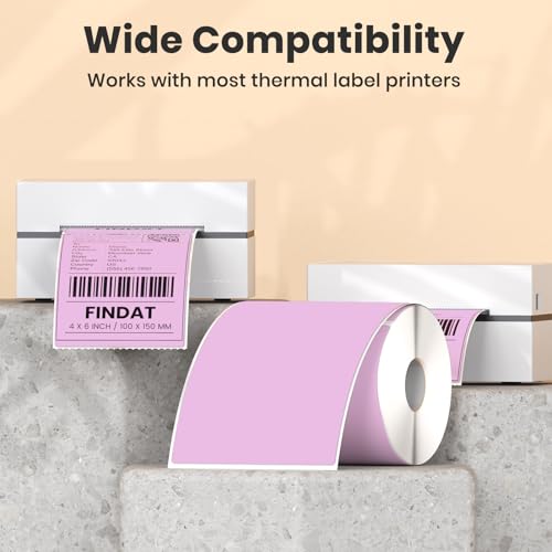 FINDAT 4×6 Inch Shipping Thermal Labels Vinyl Purple Direct Printing Stickers Rectangle Waterproof elf-Adhesive Perforated Mailing Label for UPS Package Business Postage Barcode 250 PCS - Image 3